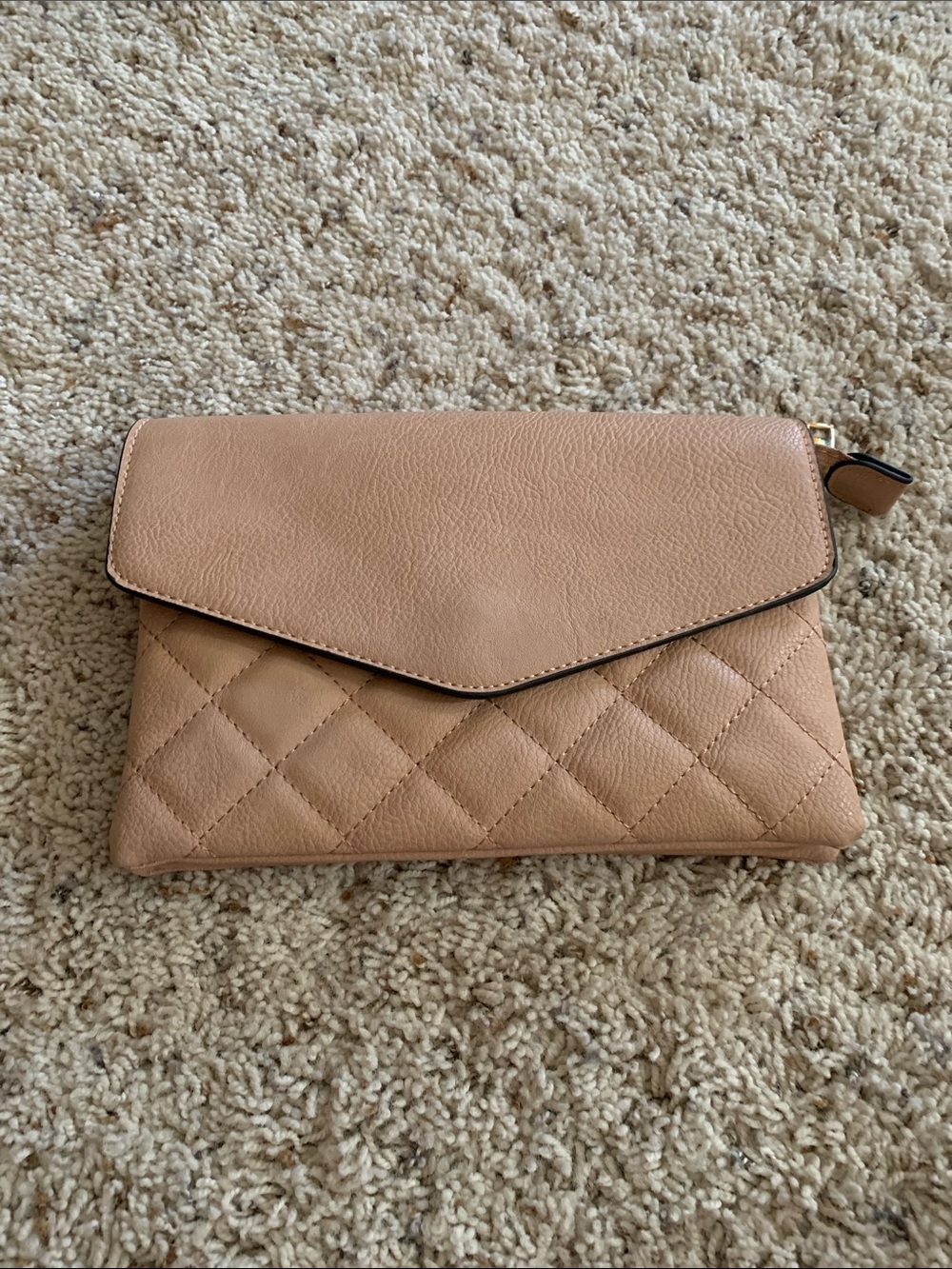 Quilted Envelope Clutch in Light Tan